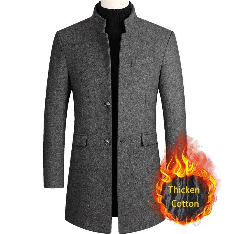 BROWON Brand Business Casual Trench Coat Men Chinese Style Solid Color Winter Coat Men 2024 Autumn a