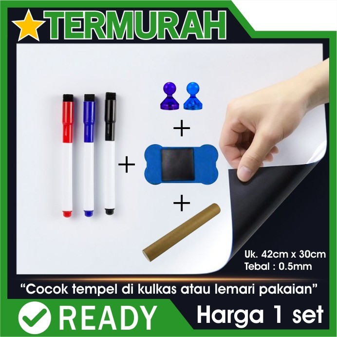 

papan tulis whiteboard magnet kulkas tempel magnetic lembaran lembar