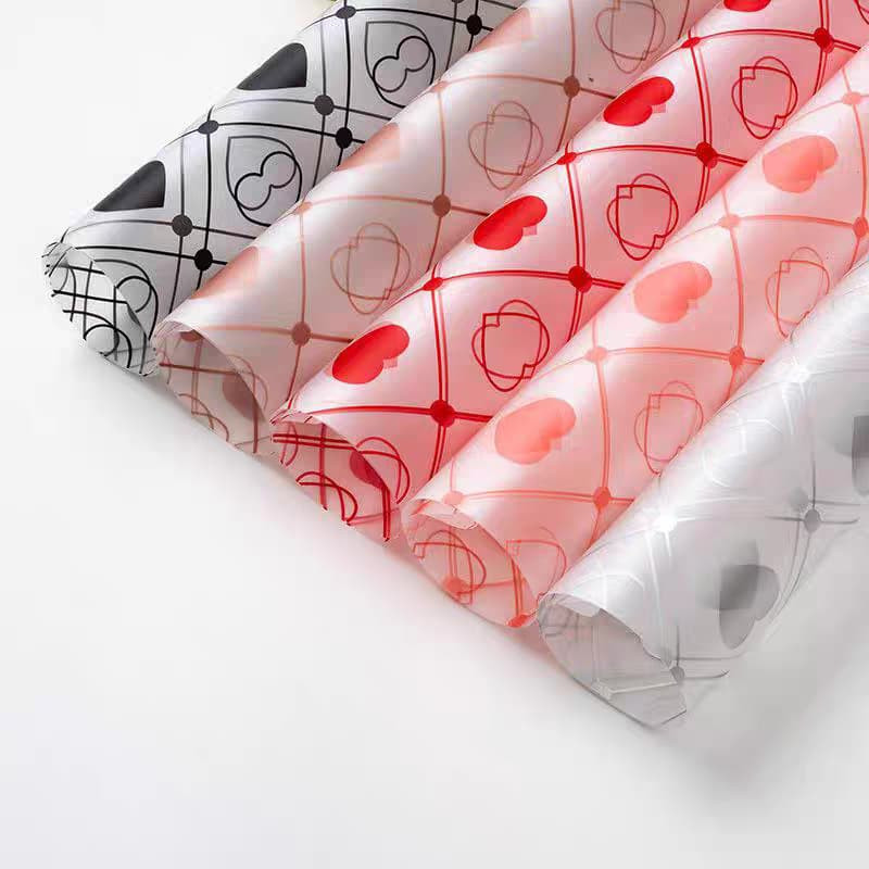 

Flower Wrapping Paper Heart Semi Transparent Cellophane Love 1lembar