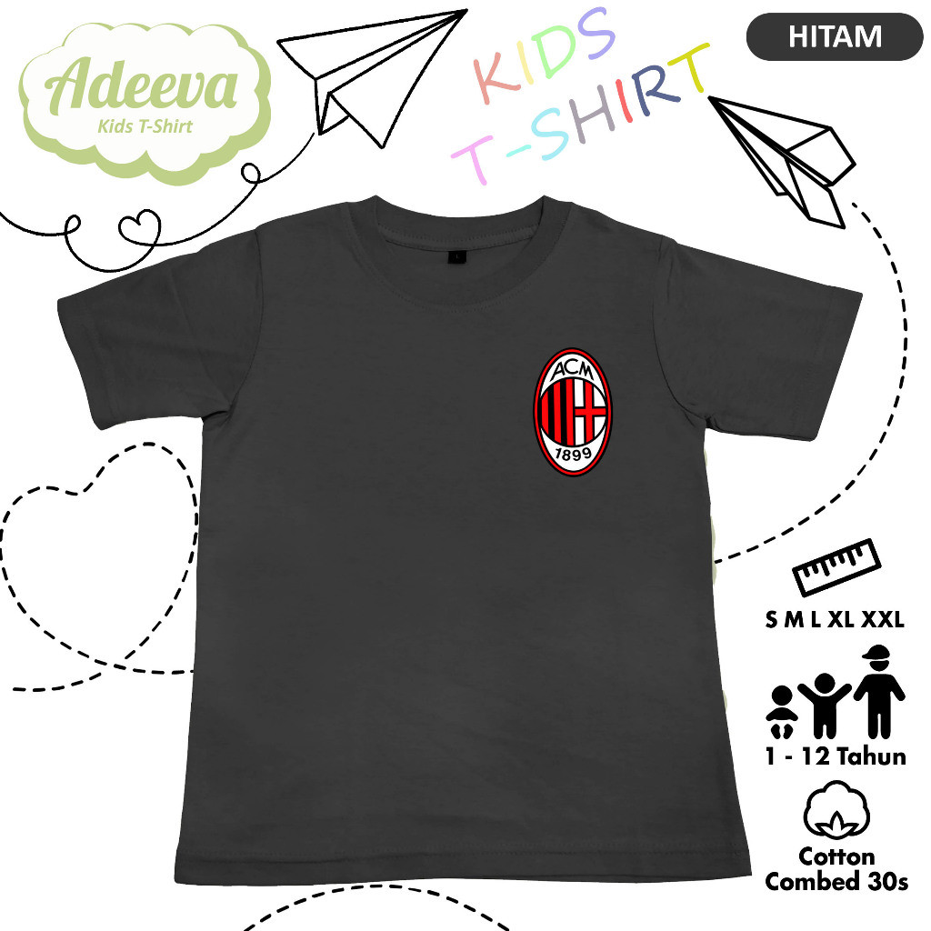 Kaos AC Milan Anak Usia 1-12 Tahun Baju Atasan Anak Bola AC Milan