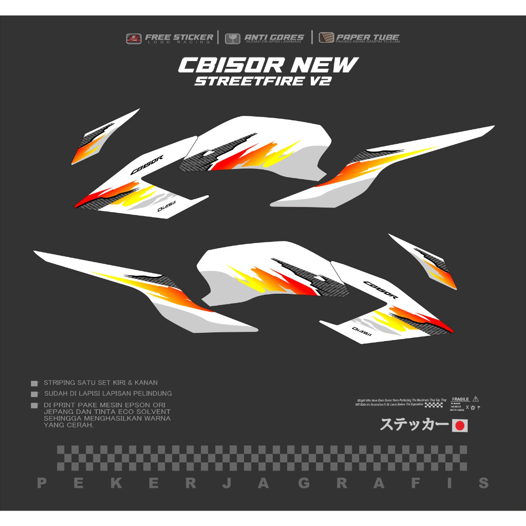 STRIPING / STIKER CB150R NEW V2 CARBON - STRIPING CB150R NEW STREETFIRE MOTIF CARBON