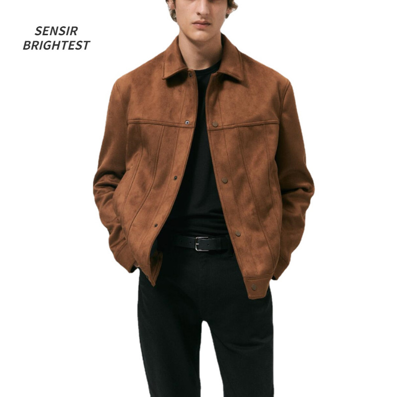 Jaket trucker pria bahan suede keren terbaru