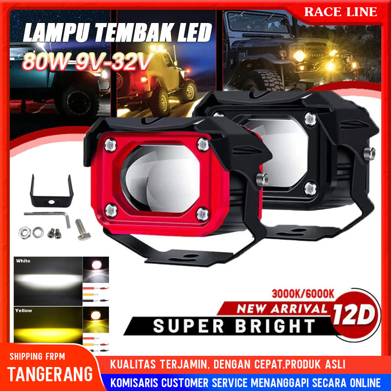 Lampu Tembak Laser Cree Led Trasnformer Putih Kuning 40 Watt Universal 24V 12A 2 Warna HI LO Putih K