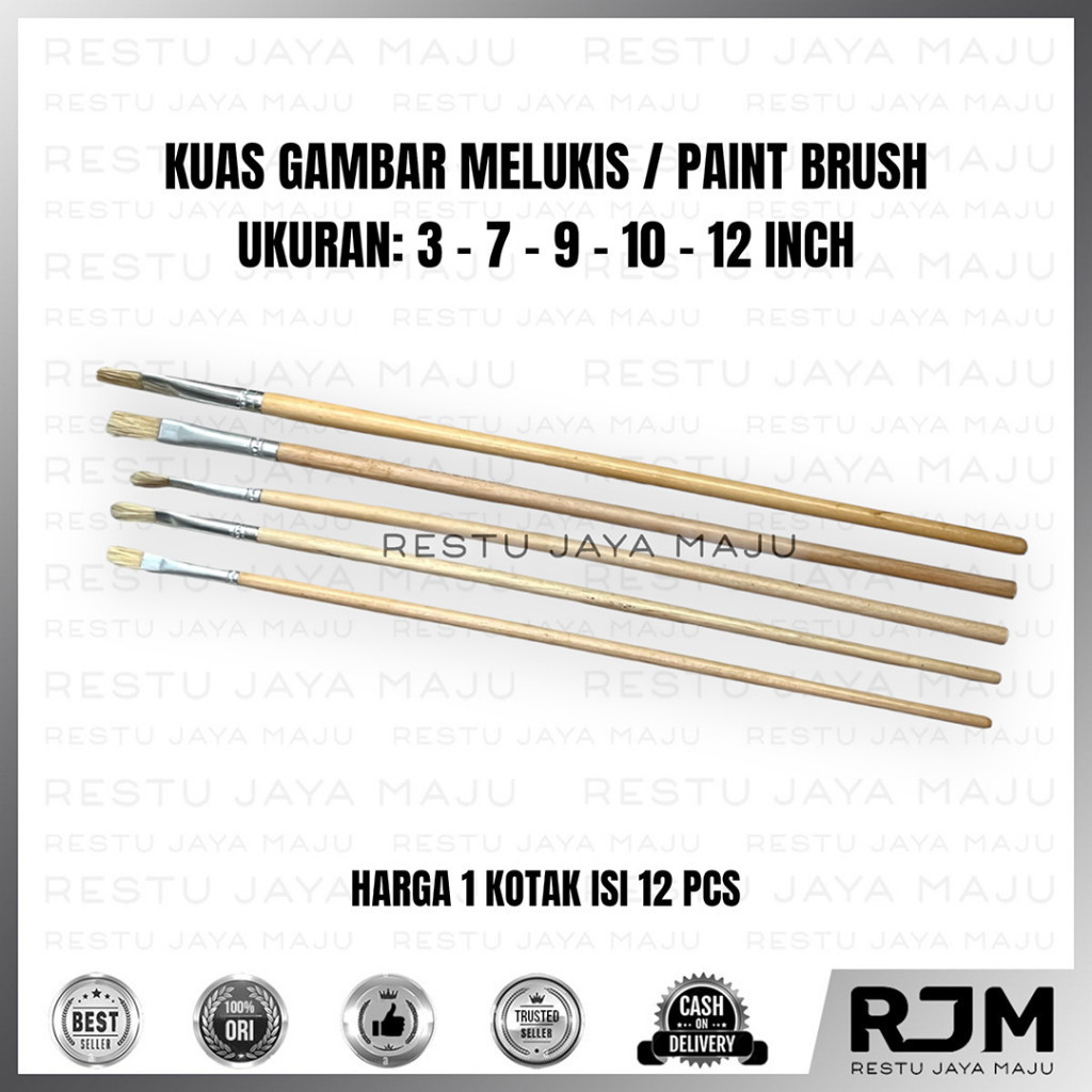 

PROMO ONGKIR [12 pcs] ETERNA Kuas Gambar Lukis Cat Air Acrylic Minyak 3 7 9 10 12 Paint Brush rj