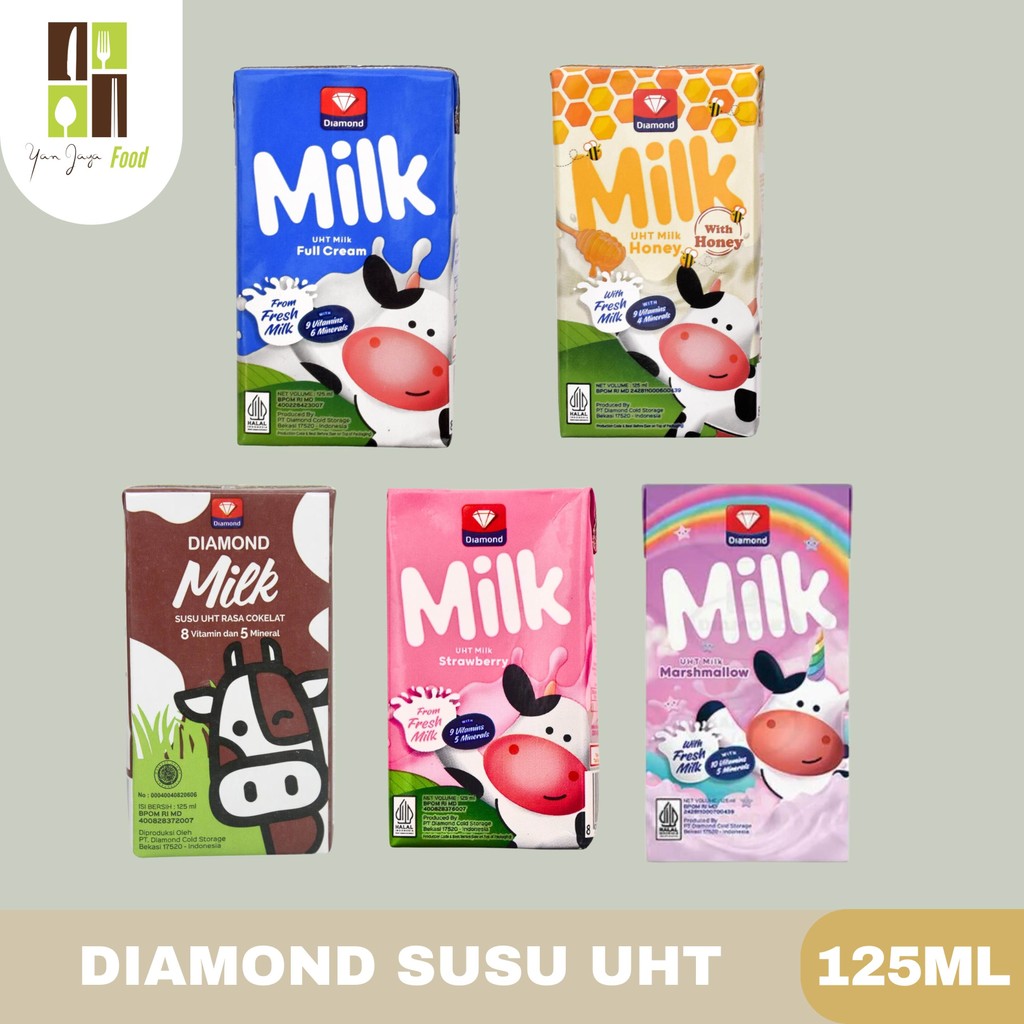 

Diamond UHT Milk / Susu UHT Rasa Coklat / Strawberri / Marshmellow / Full Cream / Madu 125ml