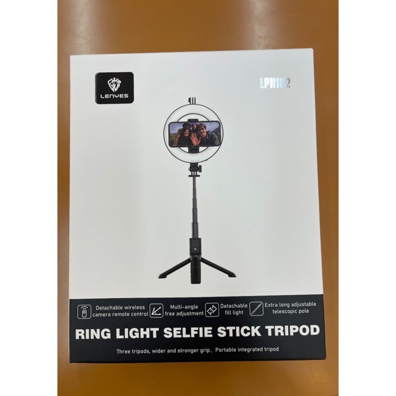 Tongsis Ring Light LENYES LPH102 Selfie Stick Tripod Kamera HP With Remote Bluetooth Monopod Portable