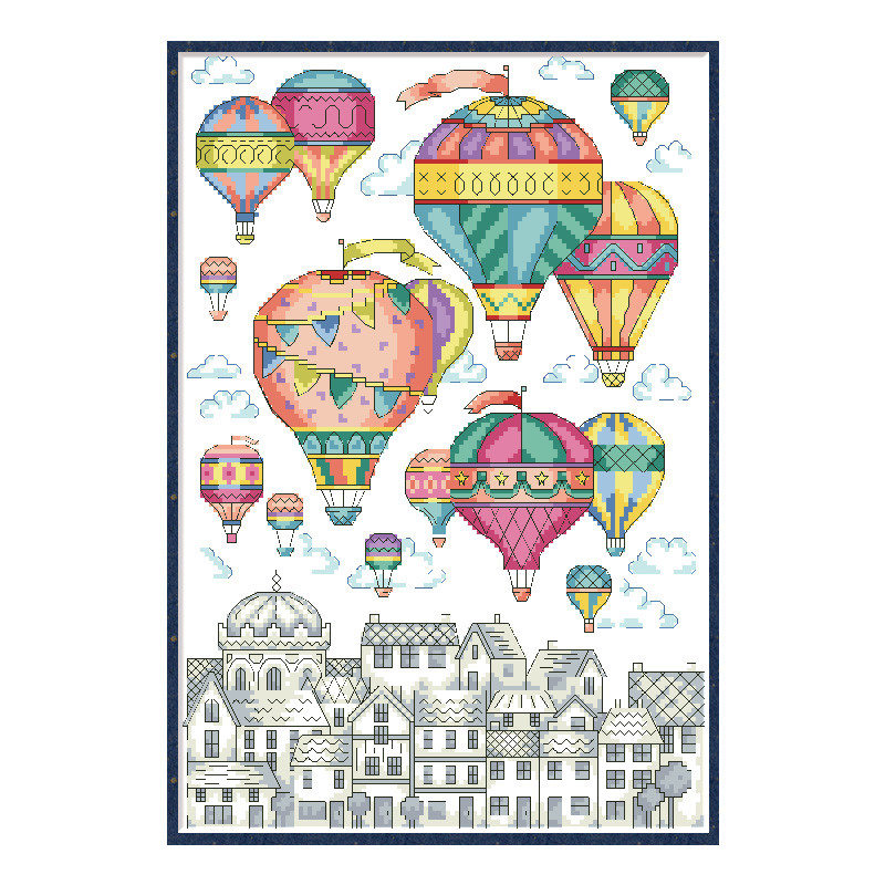 

Hot Air Balloon Cross Stitch Patterns Embroidery Kits Printed Canvas Needlework With Threads Sets 11CT 14CT Home Decor Paintings