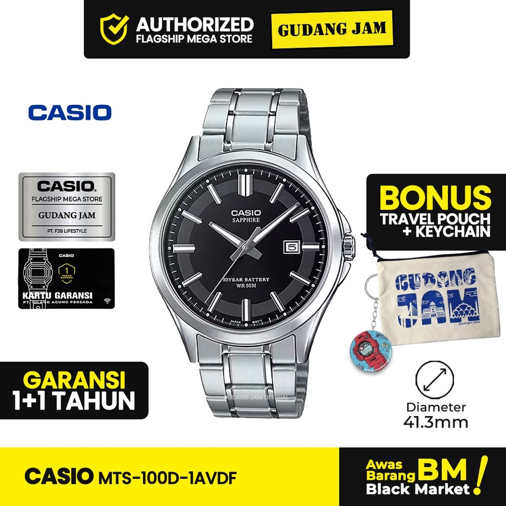 Casio Pria MTS-100D-1AVDF MTS-100D-1A MTS-100D MTS 100D MTS100D Strap Stainless Steel