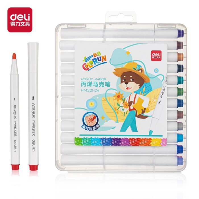 

[New Arrival] Deli Spidol Akrilik / Acrylic Marker 48 warna HM321 - 24 warna