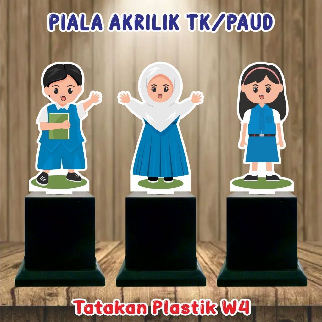 Piala Juara Kelas Kaki W4 Polos/Kado Juara Kelas TK/PAUD/Piala Akrilik Custome