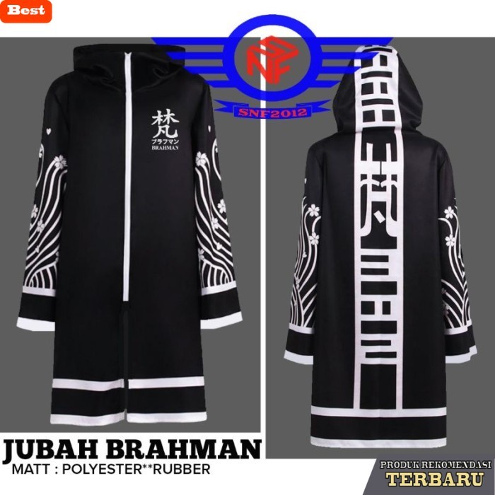 hoodie pria kekinian Jaket Jubah Anime Pria Tokyo Revengers Brahman Hoodie Zipper - Hitam Putih, M