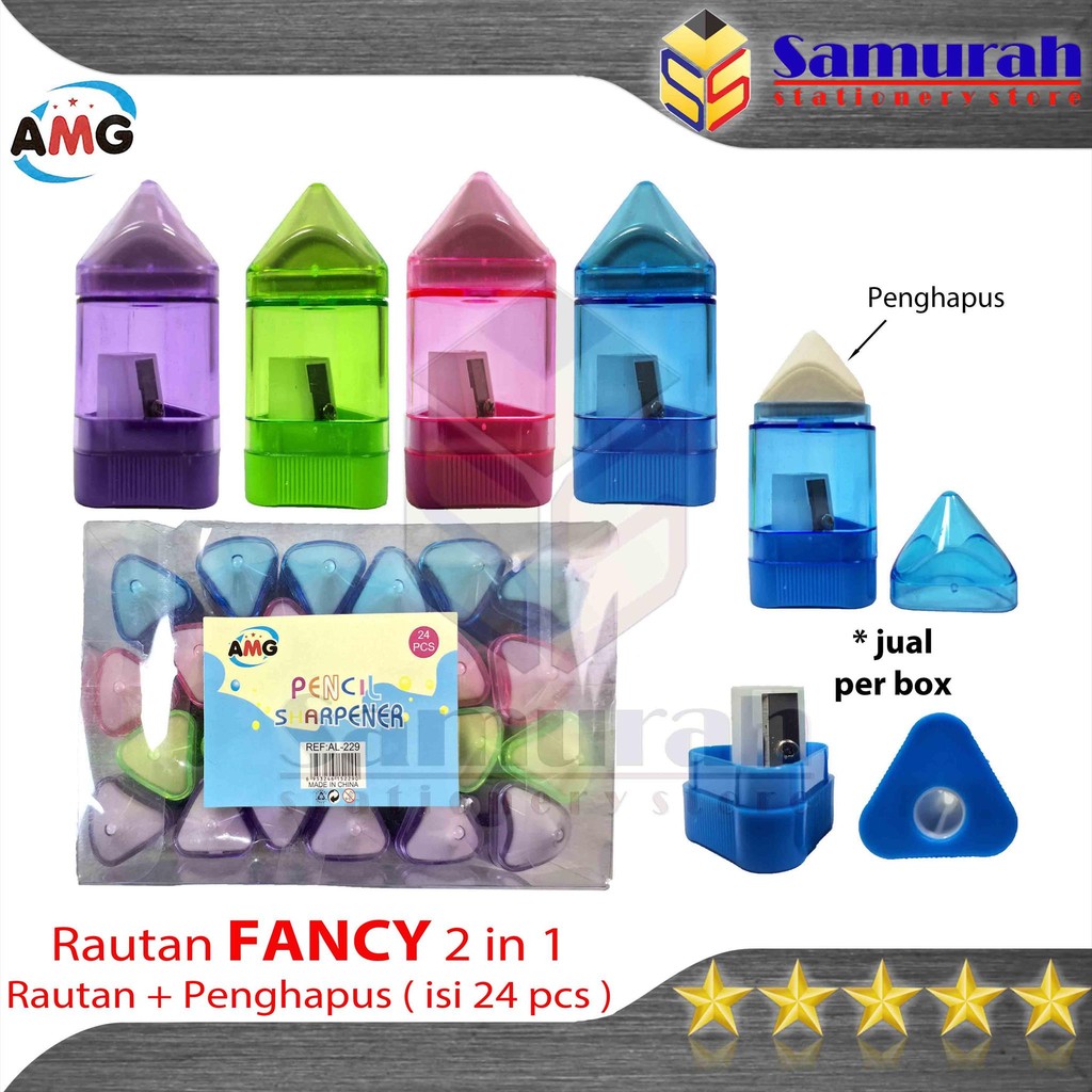 

Rautan Fancy 2 in 1 Hapus Raut Pensil Lucu Serutan / Pencil Sharpener