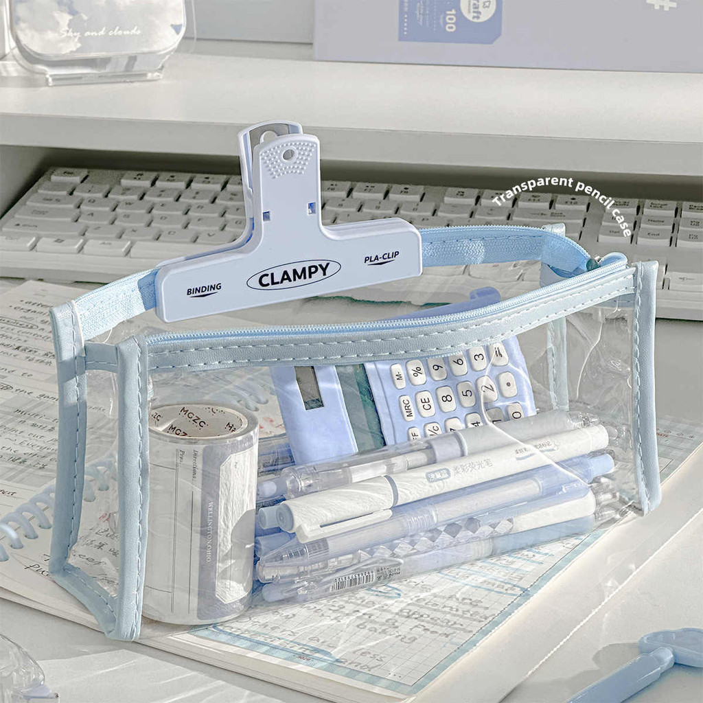 

tempat pensil transparan kotak pensil pouch aesthetic pen lucu stationery organizer alat tulis kotak pensil anak perempuan berwarna-warni study stuff