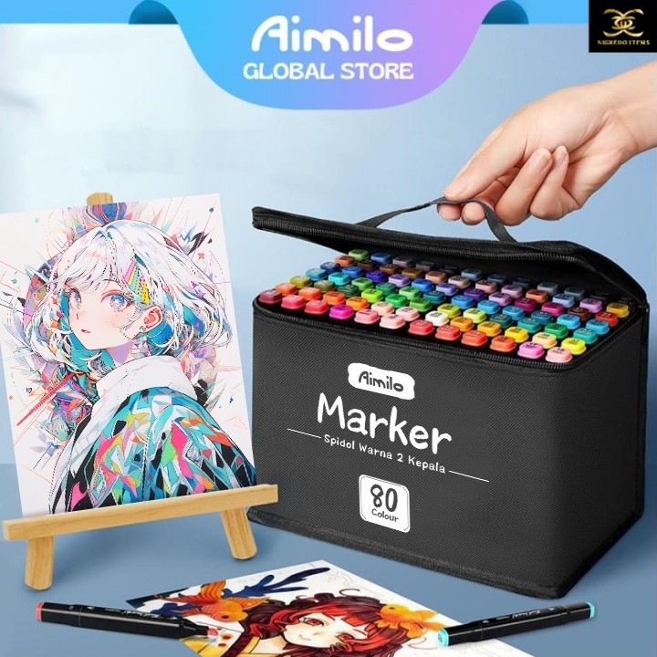 

Aimilo Spidol Warna Warni 1 Set Sketch Marker 2 Tip Touch Marker 48/60/80 Warna