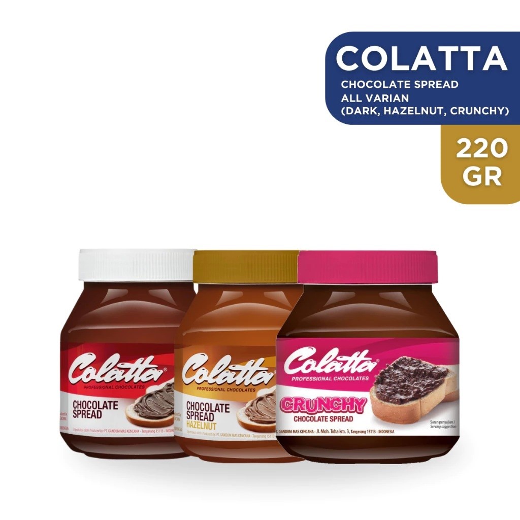 

COLATTA Chocolate Spread ALL VARIANT 220 Gr (Dark, Hazelnut, Crunchy)