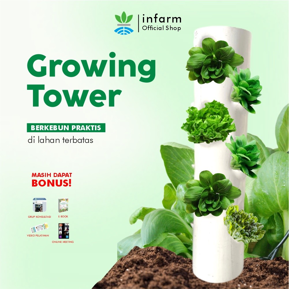 INFARM - Growing Tower Tanah Vertikultur Vertikal Garden Paralon 50 cm Bahan PVC Premium 12 Lubang V
