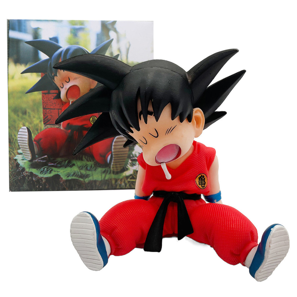 

10cm Dragon Ball Son Soku Anime Figure Sleepy Sitting Childhood Goku Model Toy Car Ornament Doll Action Figure Kids Toys Gift