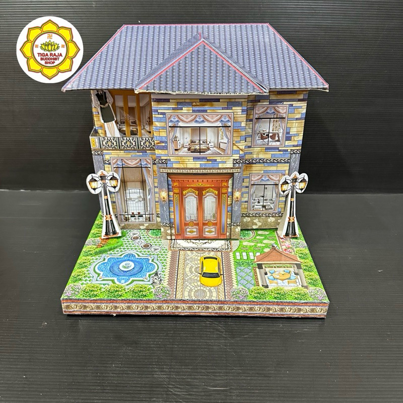 Rumah Kertas Sembahyang Qingming Cengbeng Leluhur Rumah Mini Kecil Mewah