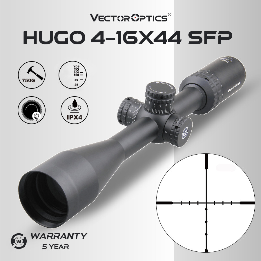Vector Optics Hugo 4-16X44 SFP Riflescope for Hunting with Side Focus Fully-Multi Coat BDC Fast-Focu