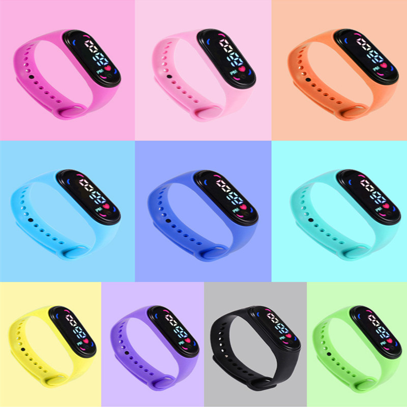Children'S Waterproof Sports Smart LED Watch Outdoor Silicone Bracelet Touch Electronic Watch Kids B
