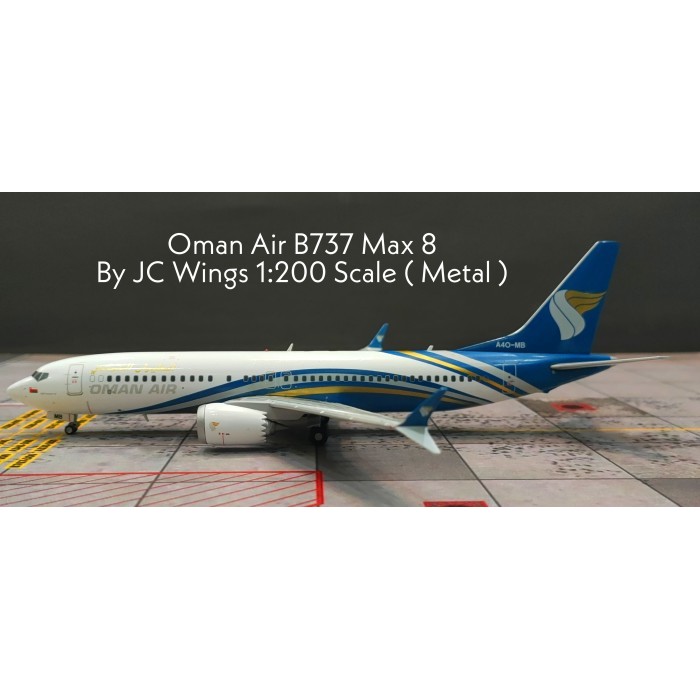 Pesawat Terbang Oman Air B737 Max 8 A40-MB  JC Wings Skala 1/200 Diecast