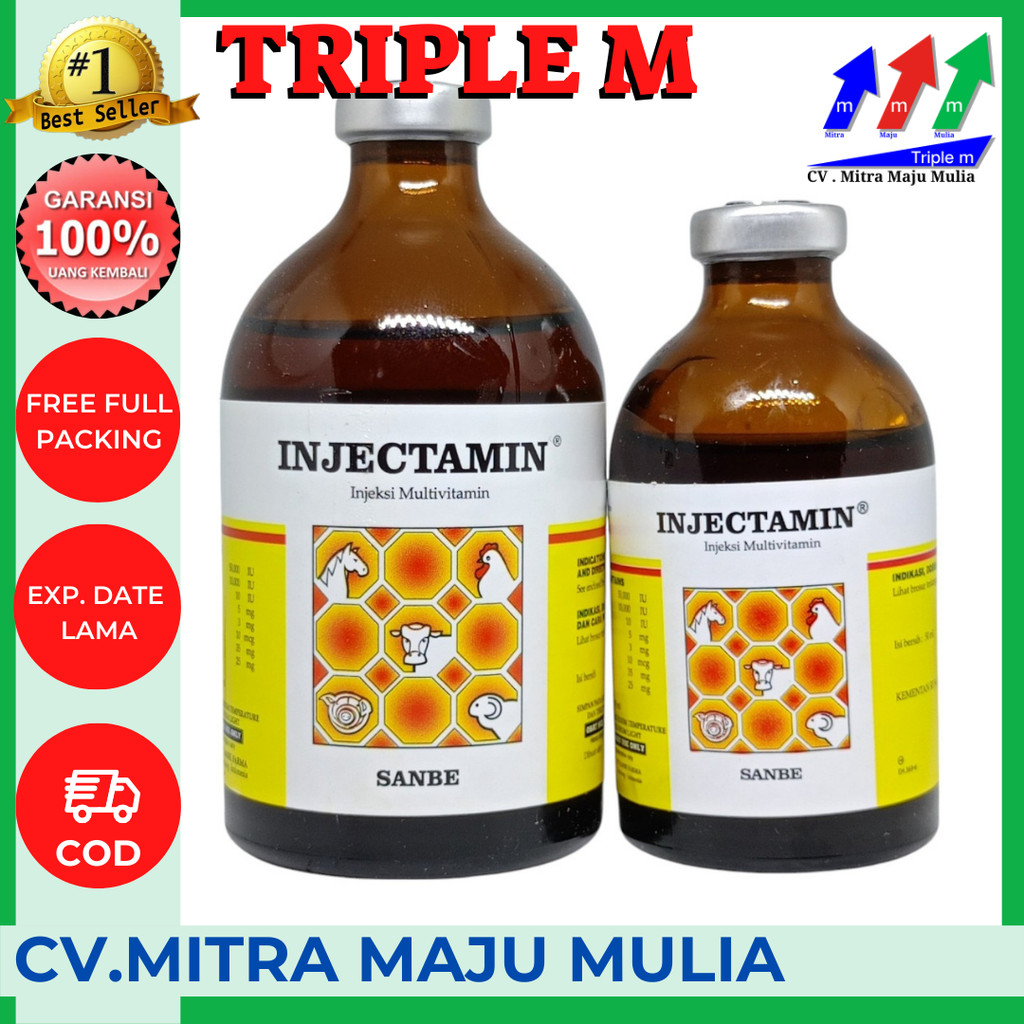 Injectamin 50 ml dan Injectamin 100 ml Vitamin Ternak PT Sanbe Farma