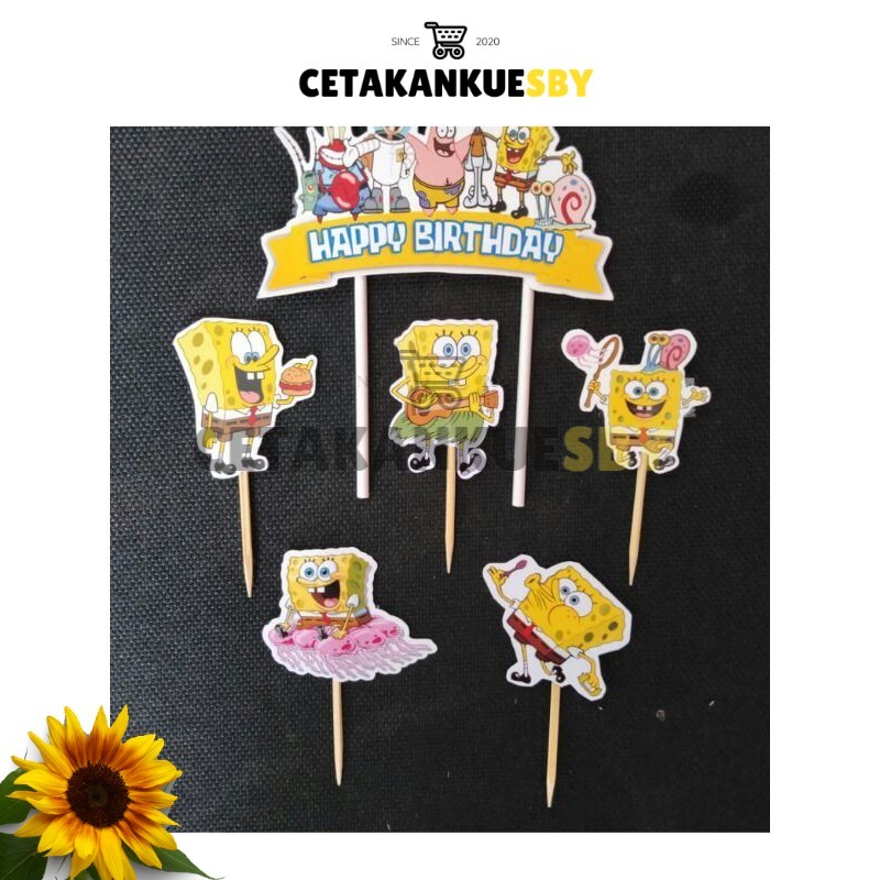 (CKS) Cake Topper Kertas Happy Birthday Spongebob