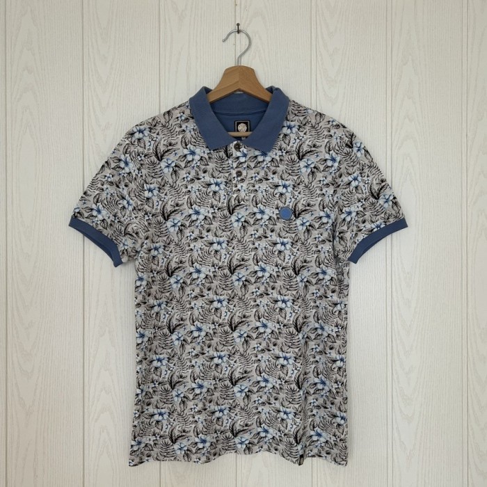 Pretty Green Polo Shirt Floral Size S