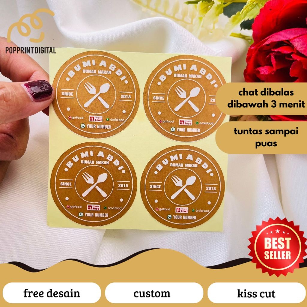 

PopPrints 2-4 Ready Stiker Rumah Makan Sticker Bulat Warung Nasi Label Free Desain Custom Nama Murah