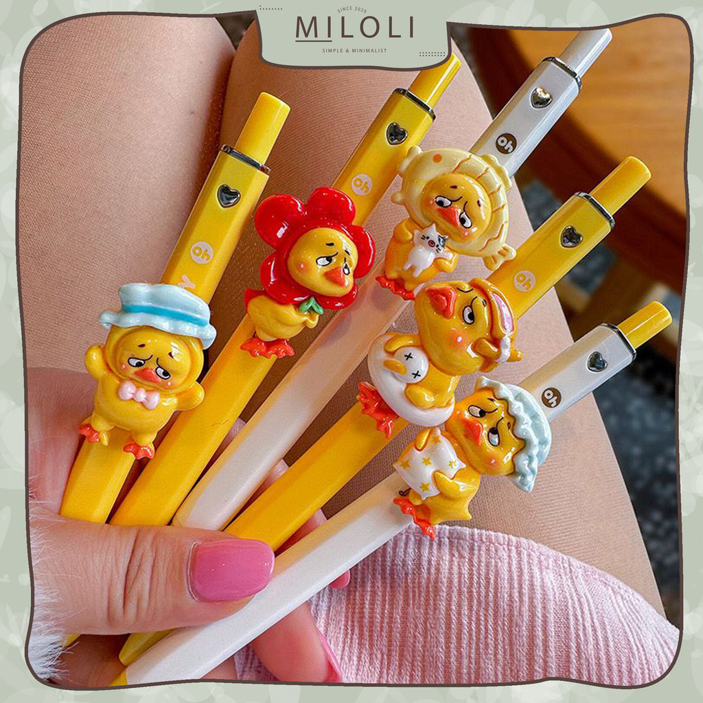 

[MILOLI] 1Pcs PEN UGLY YELLOW DUCK Cartoon Animal 0,5mm Pena Aesthetic Ballpoint Stationery - D0082