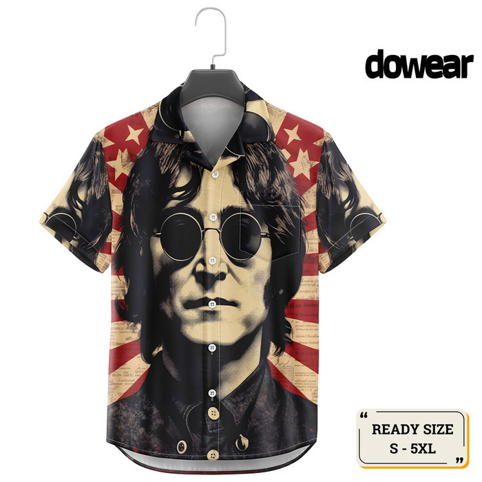 Hem Baju Kemeja Motif Cewe Cowo Motif Full Printing Oversize Pria Wanita Outdoor JOHN LENNON 385  4X