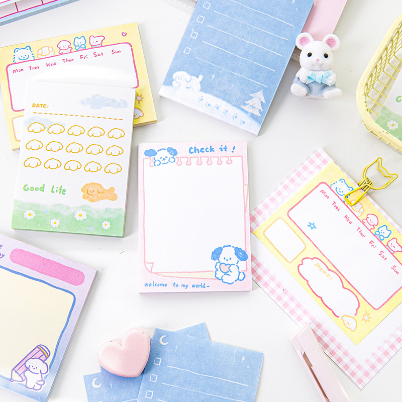 

50Pcs Cute Puppy Everyday Memo Pad Message Notes Paper Decoration Scrapbooking DIY Material Paper Notepad Stationery