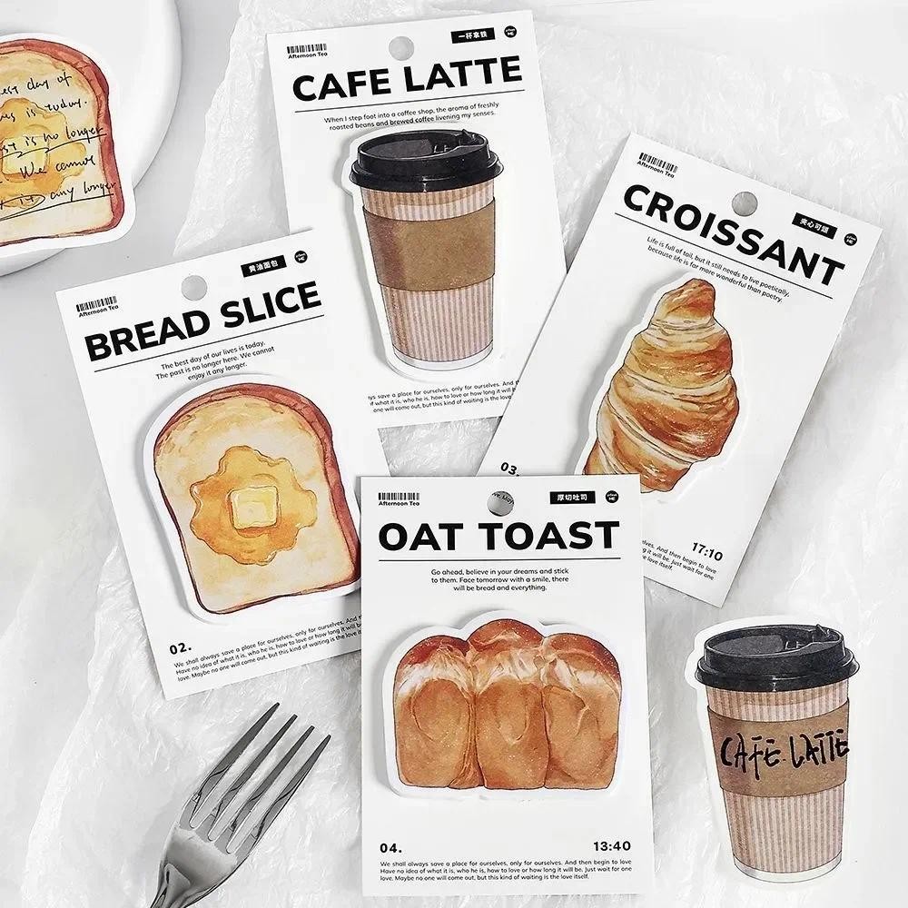 

30 Pcs Cartoon Sticky Notes Kawaii bread toast coffee Memo Pads Sticker Student Gifts Stationery School Office Supplies