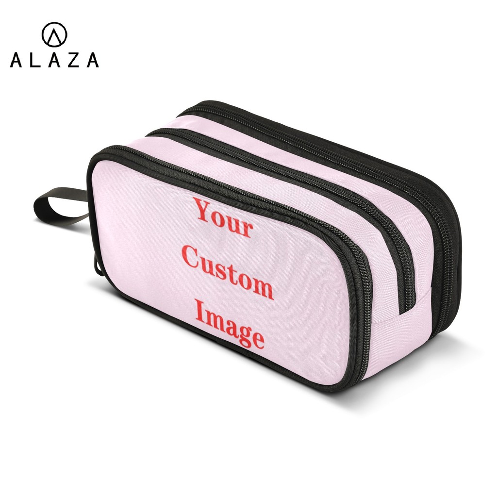 

New Polyester Double Layer Pencil Case Large Capacity School Student Kids Make Up Bag Pen Box Pouch Pencil Bag Stationery Supply