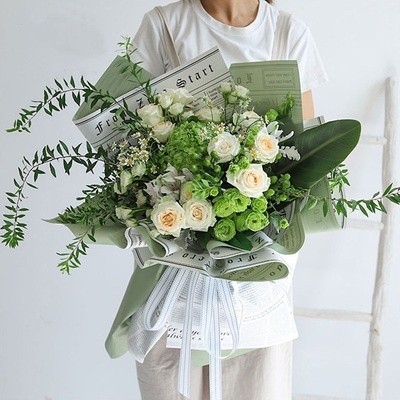 

20 LEMBAR Kertas Buket Bunga Cellophane Bicolor Buff Newspaper Koran TWO COLOR Florist KB028