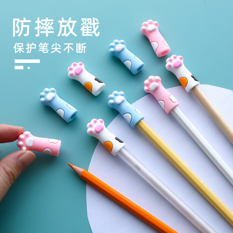 

3pcs Cute Cat Paw Pencil Cap Set Silicone Soft Touch Pen Cover for Multiple Shape Stationery School Student Office Supplies Gift