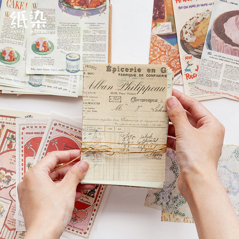 

50sheets Memo Pads Material Paper Time Shop Fresh Diary Collage Junk Journal Background Decoration Paper Notepad DIY Material