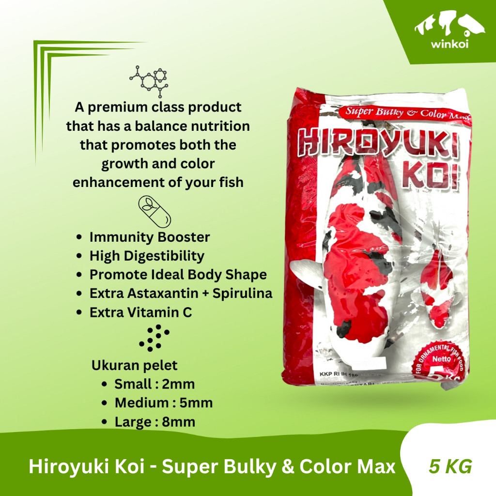 Pakan Ikan Koi Hiroyuki Koi super BULKY & COLOR MAX 5KG