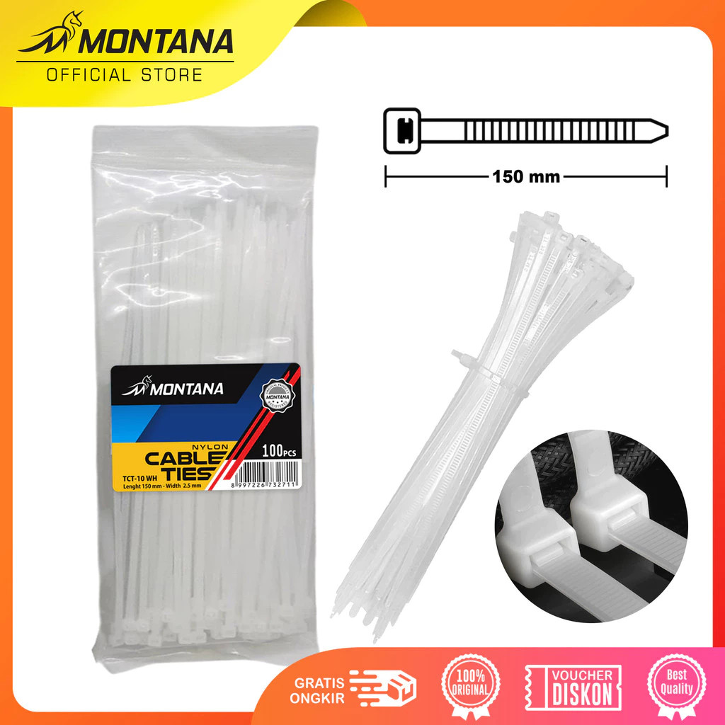 

Cable Ties MONTANA Nylon Kabel Tis Pengikat TCT-10WH 100pc