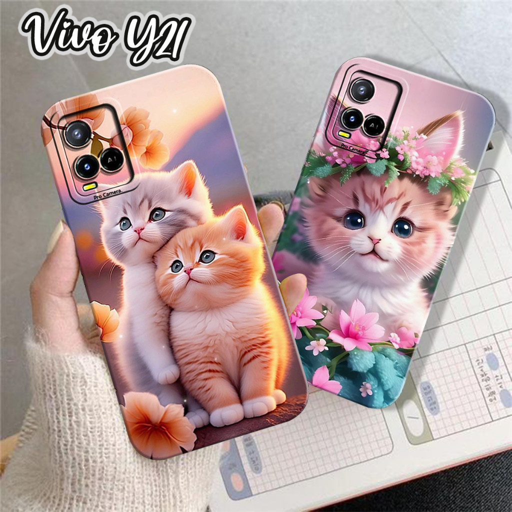 #MS Softcase Prokamera VIVO Y21/Y21A/Y21S/Y33S/Y33T Motif Kucing Lucu Full Colour Trendly Kekinian C