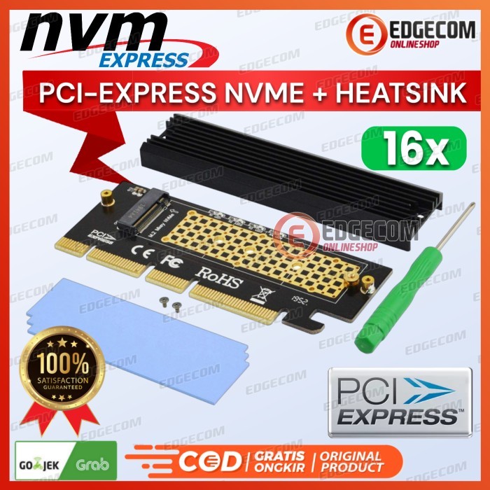 PCIE NVME M.2 SSD to PCIE X16 Expansion Card + Heat sink