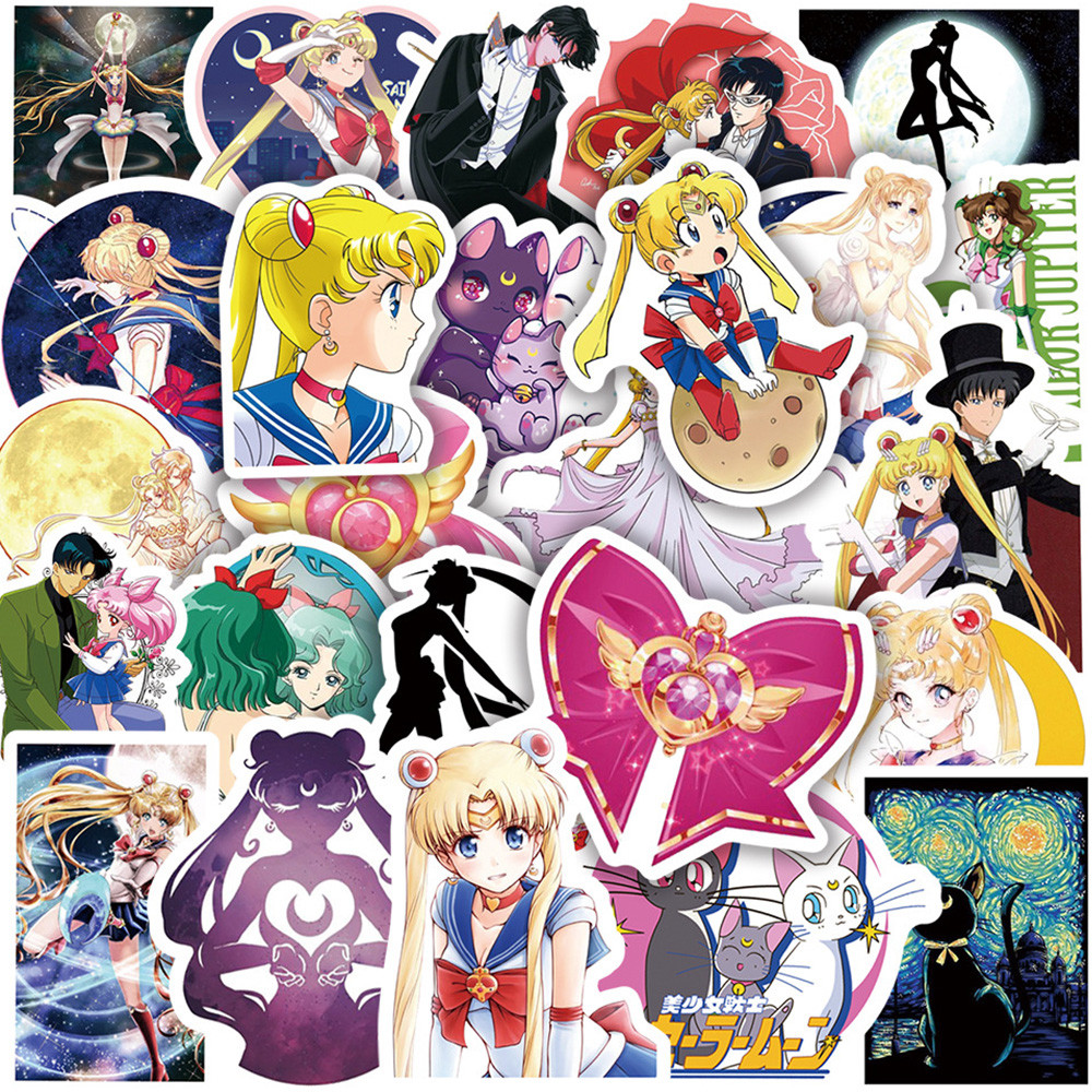 

10/30/50/100pcs Anime Sailor Moon Stickers for Kids Graffiti Laptop Skateboard Water Bottle Motorcycle Cartoon Sticker Toy Decal