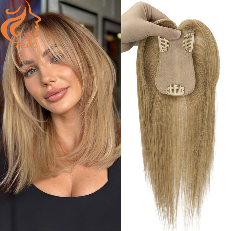 Hand Made 7x11cm Human Hair Topper For Women 3 Clip In Human Hair Extensions Straight Silk Base Wome