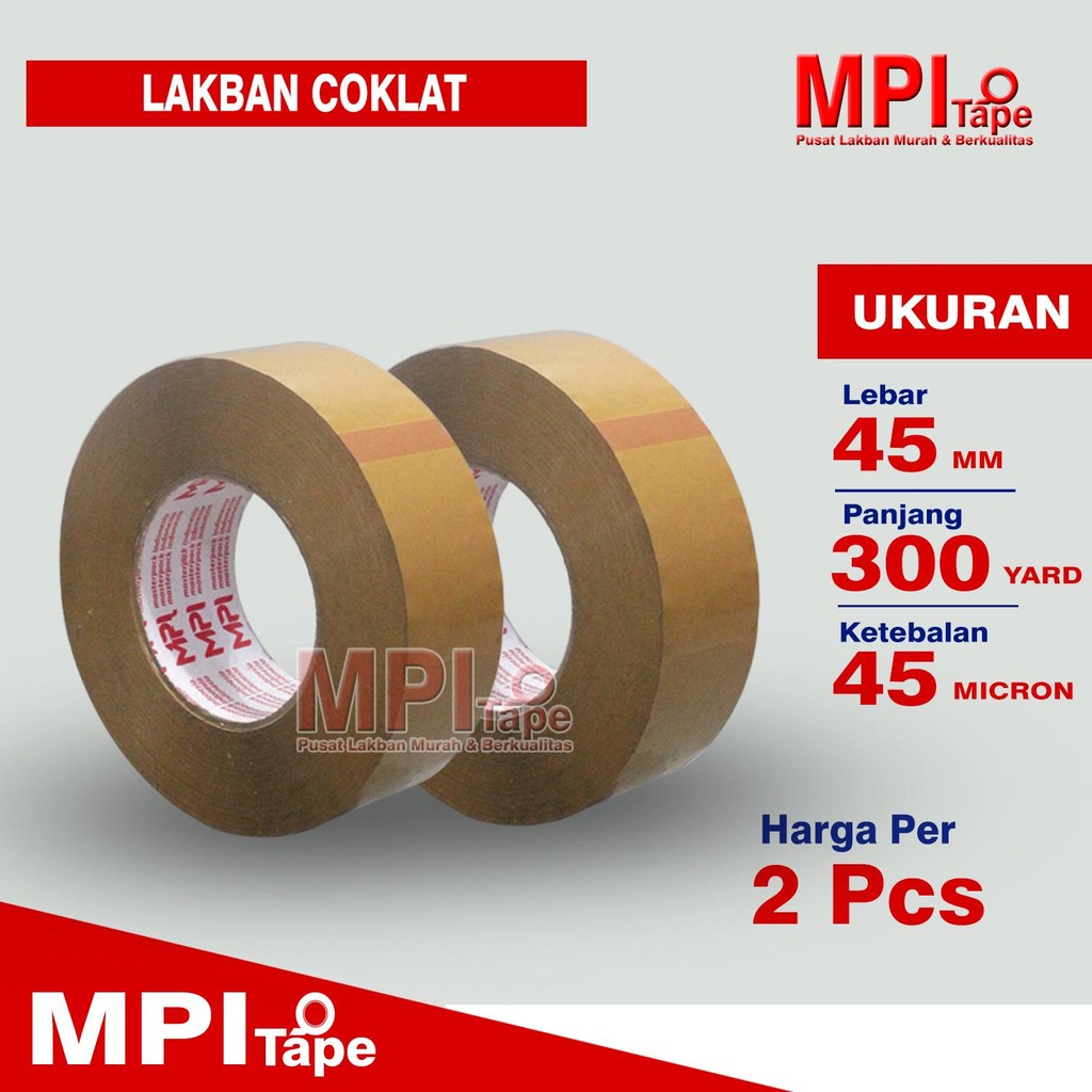 

2 Pcs - Lakban Coklat 45 mm x 300 Yard - Super Rekat - Solusi Packing Hemat - MPI