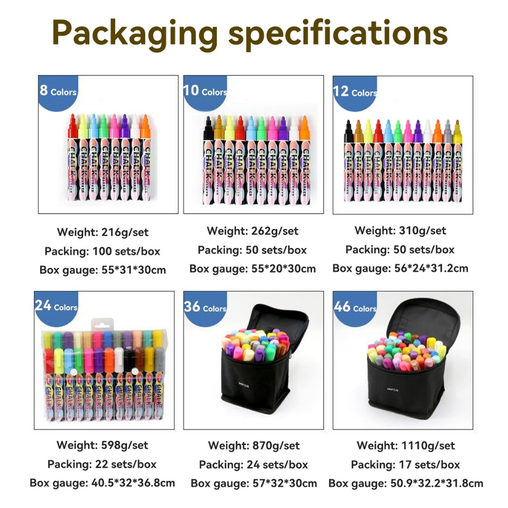 

Spidol kapur cair 8/12/24/36/46 - Warna yang larut dalam air, bebas debu, spidol grafiti anak-anak yang dapat dihapus, pena papan tulis H673