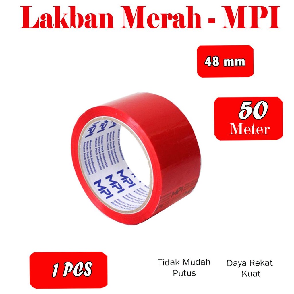 

Lakban Warna Merah Uk 48 mm x 50 Yard - MPI