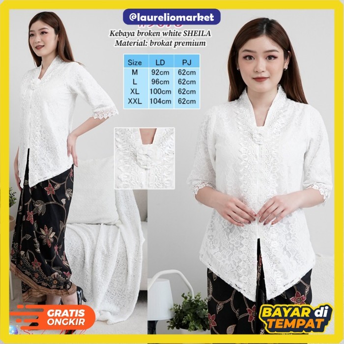 Atasan kebaya Encim Modern Brukat Bordir - Hitam, M