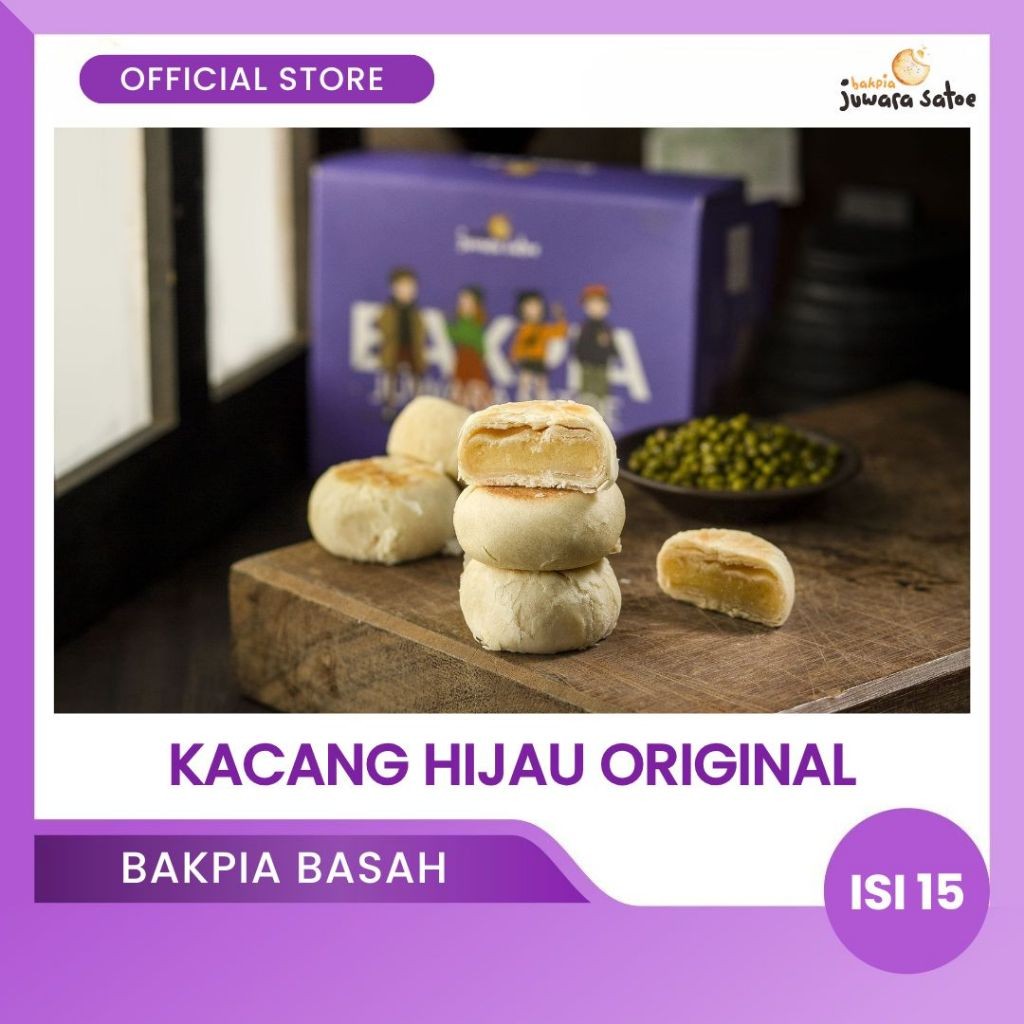 

BAKPIA JUWARA SATOE [ Isi 15 ] Bakpia Basah Kacang Hijau Original - Oleh Oleh Khas Jogja