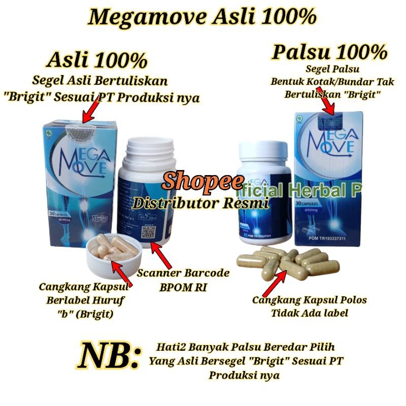 Megamove Asli Obat Sendi Megamove Original 100% Herbal Ampuh Berkualitas Halal BPOM