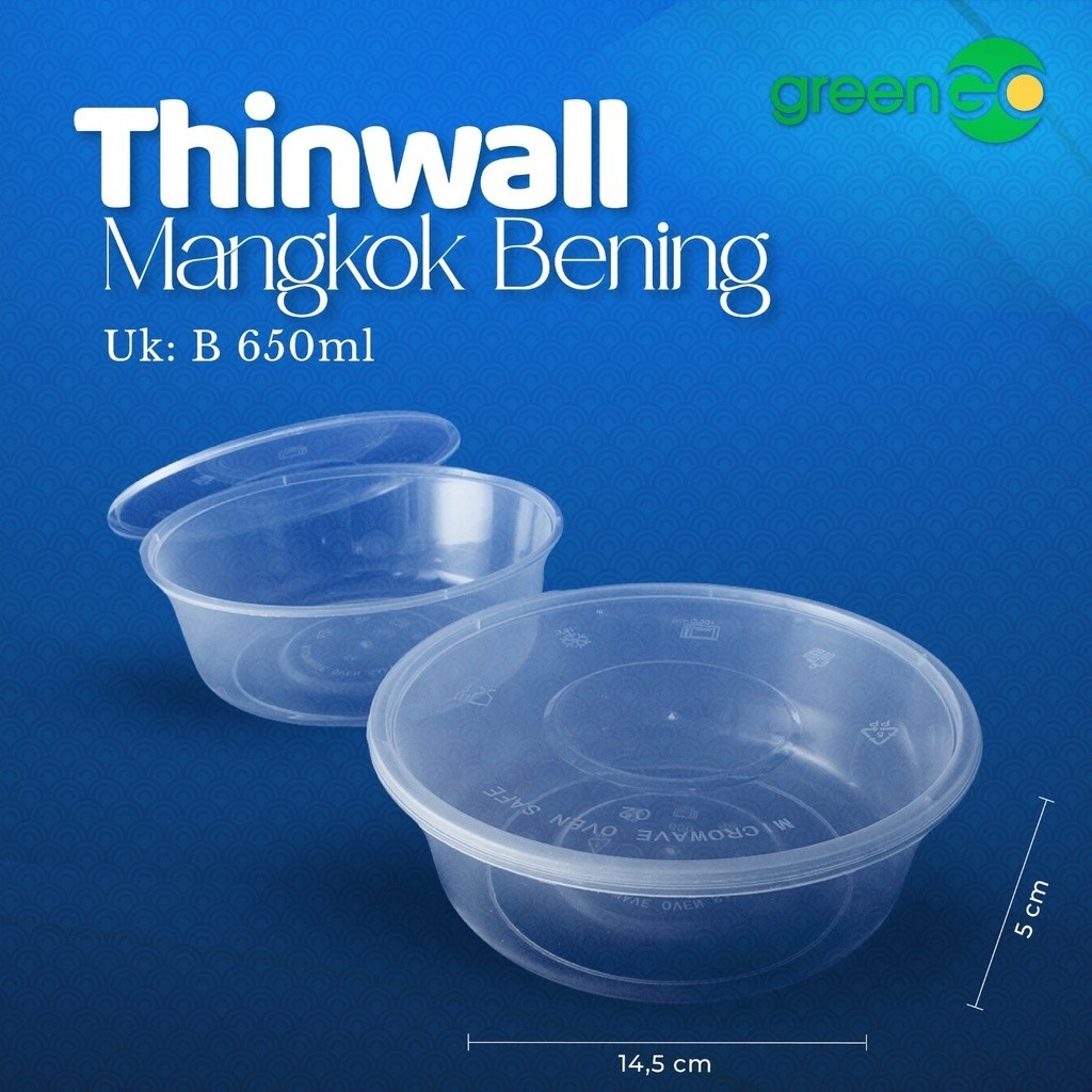[MS] MANGKOK PLASTIK BENING AECO 650ML 25 SET TUTUP MANGKOK PLASTIK HIGIENIS MANGKUK PLASTIK CUP PLA